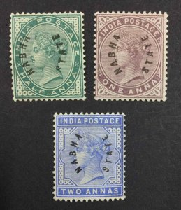 MOMEN: INDIA NABHA SG #1-3 1885 MINT OG 2H/1NG(2a) £150 LOT #63755