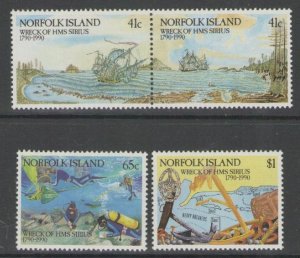 NORFOLK ISLAND SG479/82 1990 WRECK OF HMS SIRIUS MNH