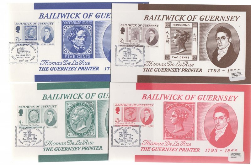 Guernsey  1971 De La Rue set 4 Maxicards