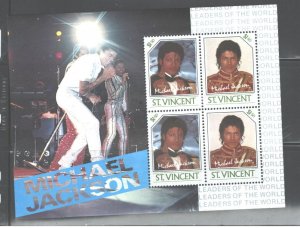 ST.VINCENT 1985 M. JACKSON MS#898 - 901 MNH.