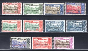 Inini 1932-40 40c to 90c Overprints, Scott 13-23 MH, value = 22.95