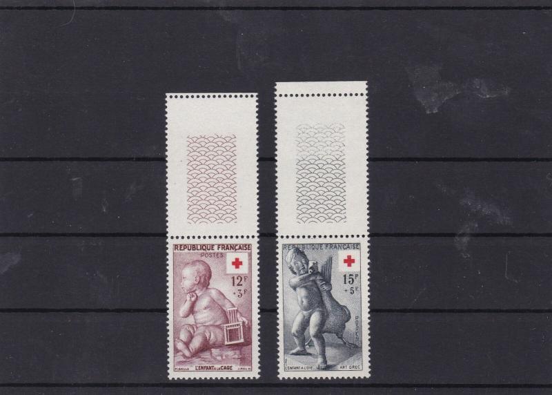 france 1955 red cross fund  mnh  stamps set cat £23  ref 7200