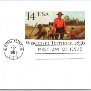 US POSTAL CARD STATIONERY FIRST DAY OF ISSUE WISCONSIN TERRITORY CENTENNIAL 1986