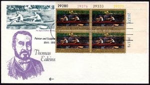 UNITED STATES USA - 1957 THOMAS EAKINS - BLK-4 - FDC