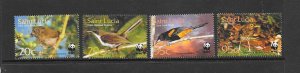 BIRDS - St LUCIA #1132-1135 WWF MNH