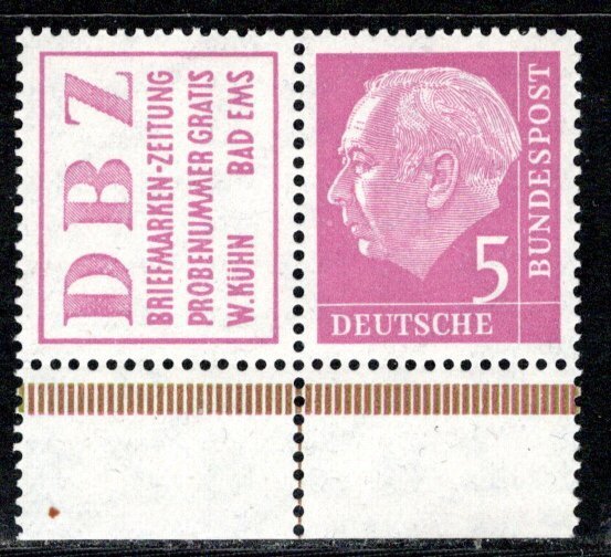 Germany Bund Scott # 704, label R3, mint nh, Mi # W6