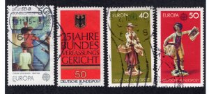 Germany 1975-76 Commemoratives, Scott 1165, 1208, 1211-1212 used, value = $1.05