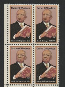 1984 Carter G. Woodson Block Of 4 20c Postage Stamps, Sc# 2073, MNH, OG