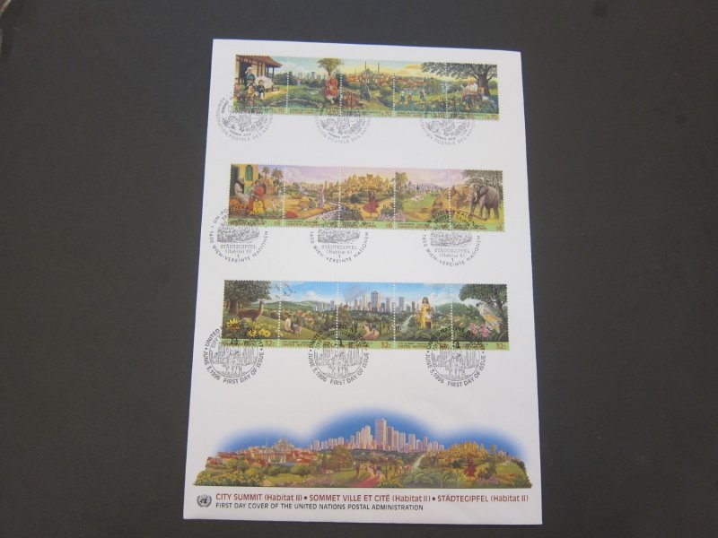 United Nations (NY,Vienna,Geneva) 1996 Sc 204a,288a,682a FDC