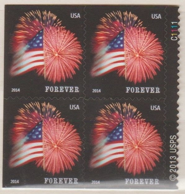 4869, Blk of 4 W/PL# C1111, Star Spangled Banner, MNH. Forever