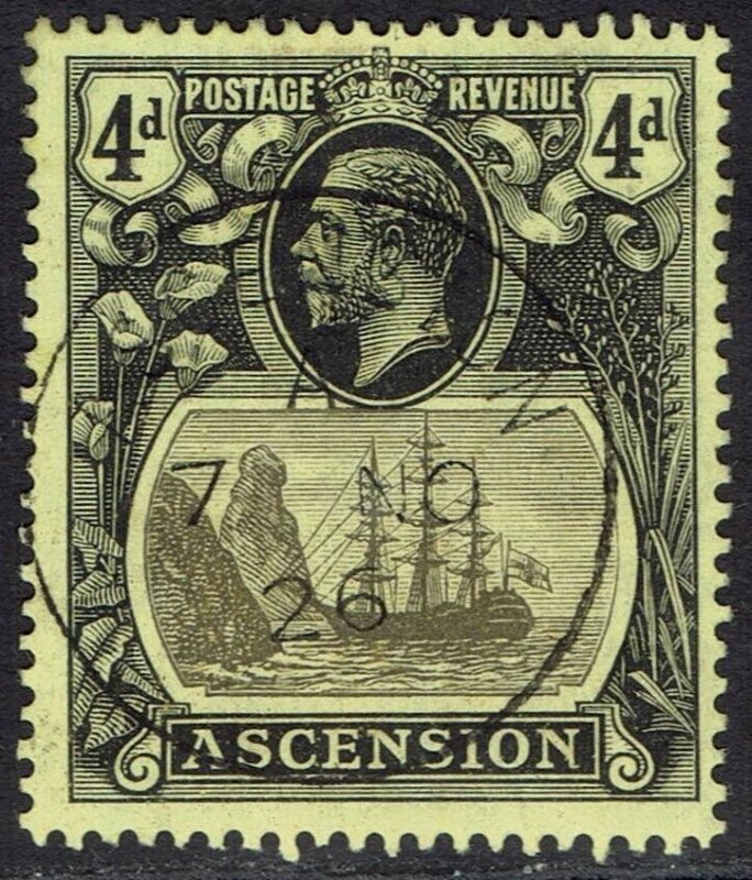 ASCENSION ISLAND 1924 KGV SHIP 4D USED