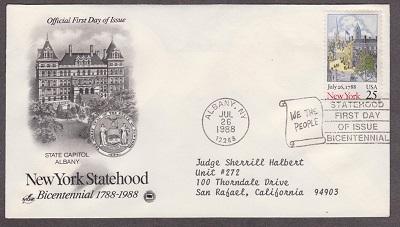 2346 New York Statehood ArtCraft FDC with neatly typewritten address