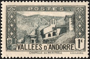 Andorra (French) #23  MNH - 1cVallees d'Andorre (1932)