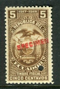 ECUADOR; Early 1917 fine Fiscal issue Mint MNH unmounted SPECIMEN 5c. 