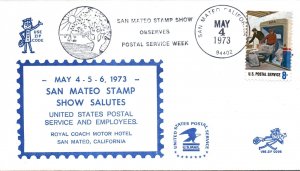 US SPECIAL EVENT CANCELLATION COVER SAN MATEO STAMP SHOW SALUTES USPS EMPLOYEES