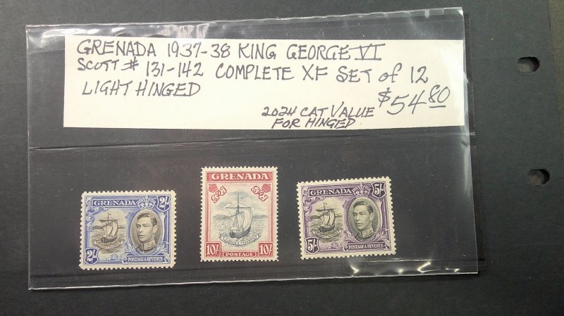 Grenada 1937-38 Scott# 131-142 Mint Light Hinge complete XF set of 12 values