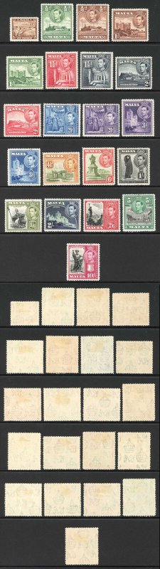 Malta SG217/31 1938 Set of 21 M/M Cat 75 pounds