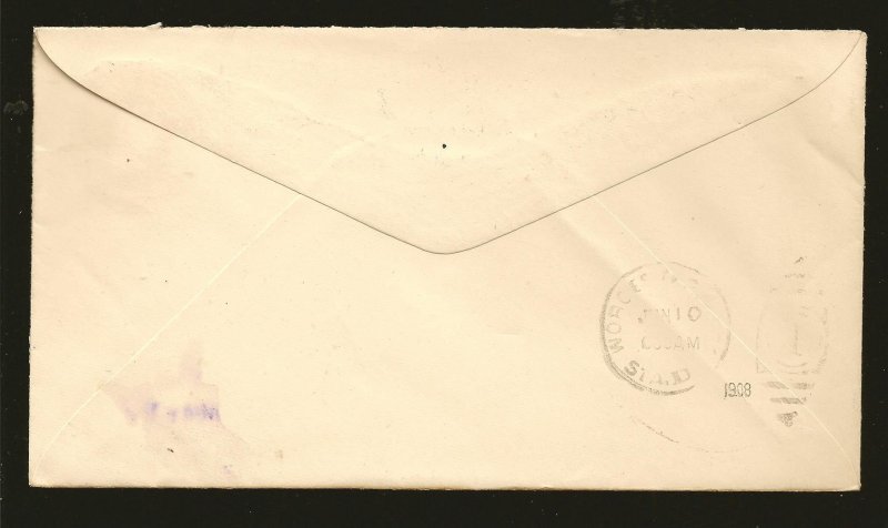 USA SC#U406 PM 1908 Worcester MASS Cover Used