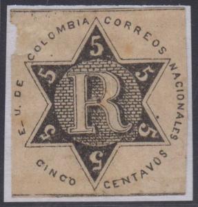 COLOMBIA 1865 REGISTRATION Sc F1 Yvert TPLC1 KEY VALUE UNUSED €175.00 