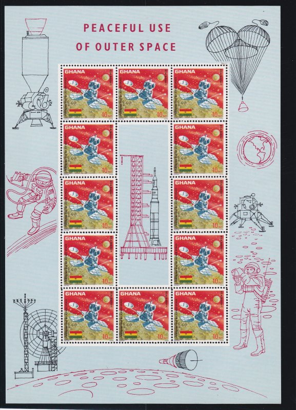 Ghana # 305-307, Peaceful Use of Outer Space, Sheets of 12, NH,