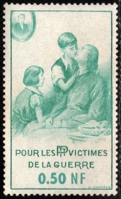 1914 WW I France Poster Stamp 1/2 Franc PTT Fund For the Victims of War