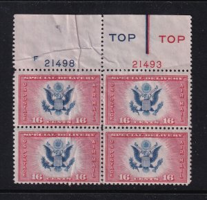 1936 Air Mail Special Delivery Sc CE2 MNH natural creases Type 4 plate block (36