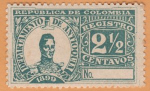 COLOMBIA - ANTIOQUIA 1899 SCOTT # F3. UNUSED. # 4