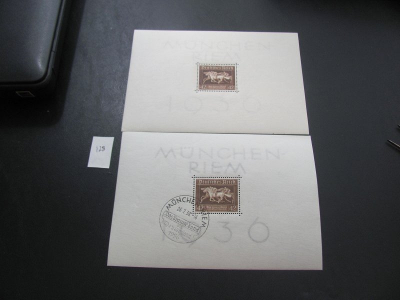 GERMANY 1936 MNH + USED SC B90 SOUVENIR SHEETS  XF  (124)