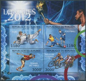 Burundi 2012 MNH Summer Olympics Stamps London 2012 Judo Table Tennis 4v M/S 