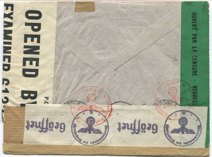 1944 New Caledonia quadruple censored airmail cover to Switzerland