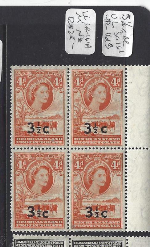 BECHUANALAND   (PP2110B) QEII  COW 3 1/2C/4D UL SG161,UR 161B, LL,LR 161A  MNH