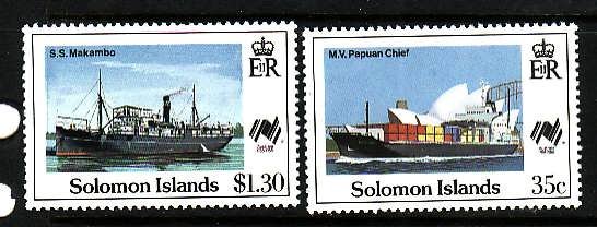 Solomon Is.-Sc#618,621-unused NH 1/2 set-Ships-1988-