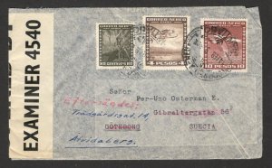 CHILE TO SWEDEN  - AIRMAIL CENSORSHIP COVER - 1945.