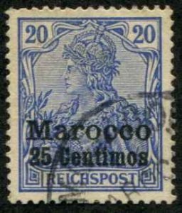 German Offices Morocco SC# 10 o/p'd  25 Centines on Germany used