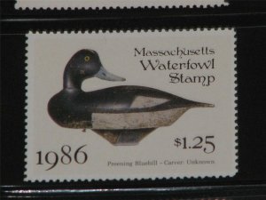 Massachusetts State Duck Stamp 1986, MNH