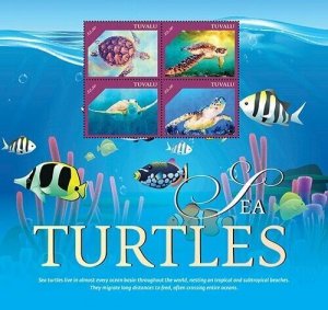 Tuvalu 2020 - Sea Turtles Marine Life - Sheet of 4 Stamps - MNH