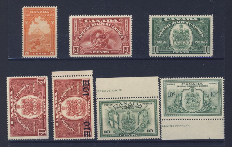 7x Canada S.D. Stamps E3-E6-E7-E8-E9i-E10-E11 Guide Value = $179.00