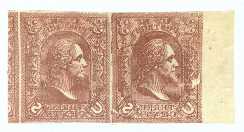 Scott #79-E8a - 3c Orange Brown - Pair - Loewenberg Decalcomania - Essay