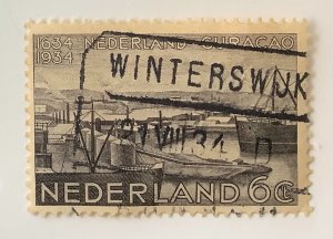 Netherlands 1934 Scott 202 used - 6c,   Willemstad Harbor,  Curaçao Jubilee