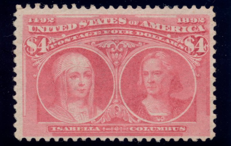 US 244 $4 1893 Queen Isabella and Columbus unused OG hinged