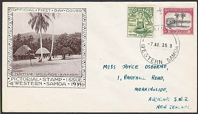 SAMOA 1935 ½d & 4d FDC ex Apia..............................................C761