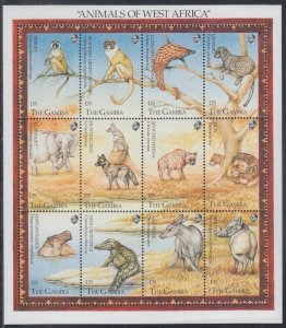 GAMBIA Sc# 1359a-l CPL MNH SHEET of 12 DIFFERENT GAMBIAN WILDLIFE