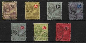 ANTIGUA SG55/61 1921-2 MULTI CROWN DEFINITIVE SET USED