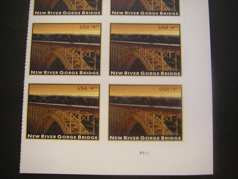 Scott 4511, $4.95 New River Gorge Bridge PB10 #P1111 UR & LR