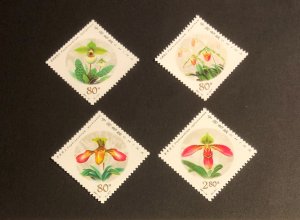 China stamps 2001-18, Scott # 3137-40 Paphiopedilum 兜兰 MNH Set of 4