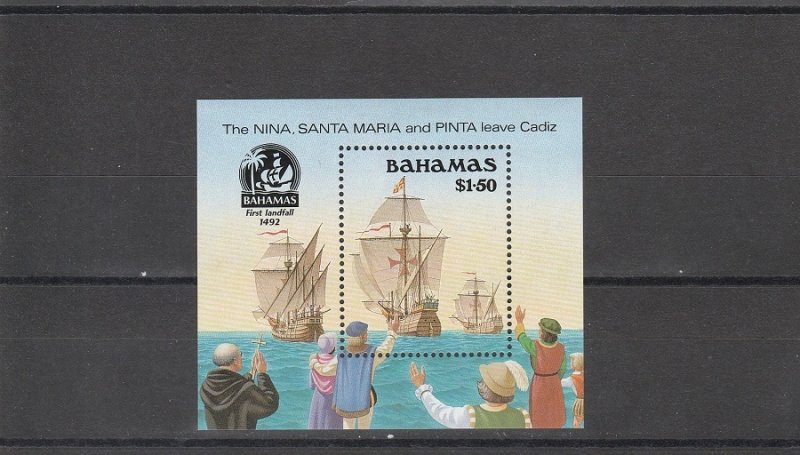 Bahamas  Scott#  692  MNH  S/S  (1990 Discovery of America)