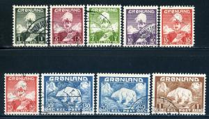 Greenland 1-9, 1938 Issue, Used