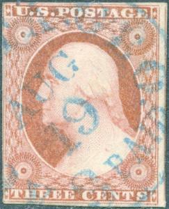 #10 ORANGE BROWN VF USED WITH BLUE CDS PAID CANCEL CV $210.00 BP2025