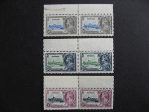 1935 Silver Jubilee Nigeria Sc 34, 35, 37 3 pairs stamps MNH,margin MH or faulty