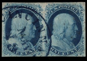 MOMEN: US STAMPS #9 PAIR IMPERF USED PF CERT LOT #88936